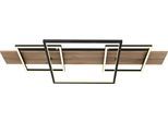 GLOBO LIGHTING Deckenleuchte "VANNI", braun (schwarz matt), 1, H: 10cm, 1 Stk., Leuchten, Deckenleuchte Schwarz/MDF, Aluminium, Opal, Stufenschalter, LED 32W, Deckenleuchte