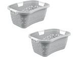 Wäschekorb KEEEPER "lasse, 2er Set, Korb mit Softgriffen, 65 x 45 x 28 cm, 50 l", grau (nordic grau), B:45cm H:28cm T:65cm, Kunststoff, Wäschesammler, Wäschekorb, ergonomische Form, komfortable Softgriffe, Hüftstütze
