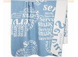 Wohndecke PAD "SERVUS", blau, B:150cm L:200cm, Mischgewebe, Wohndecken, Wohndecke, Made in Europe, Wendefunktion, mit Schriftzug, 150x200 cm