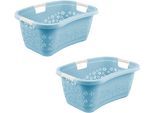 Wäschekorb KEEEPER "lasse, 2er Set, Korb mit Softgriffen, 65 x 45 x 28 cm, 50 l", blau (nordic blau), B:45cm H:28cm T:65cm, Kunststoff, Wäschesammler, Wäschekorb, ergonomische Form, komfortable Softgriffe, Hüftstütze