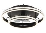GLOBO LIGHTING Deckenleuchte "KENDALL", schwarz (schwarz matt), Ø 60cm H: 20cm, 1 Stk., Leuchten, Ventilator schwarz Kristalle Funktionen heizen-kühlen CCT, Deckenleuchte