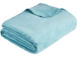Wohndecke IBENA "Uni Decke Malaga", blau (türkis), B:150cm L:200cm, Baumwolle, Wohndecken, Wohndecke, unifarben