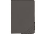 Spannbettlaken BIBERNA "Samy", grau (dunkelgrau), 1 Stk., Jersey-Elasthan, 140-160x200-220 12cm, Jersey-Elasthan, Obermaterial: 95% Baumwolle, 5% Elasthan, Bettlaken, Spannbettlaken, hochwertiges Jersey-Elasthan für Topper geeignet