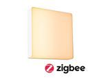 LED Außen-Wandleuchte PAULMANN "Azalena IP44 250x97mm 8,5W 700lm 230V Kunststoff, Aluminium", weiß, B:25cm H:25cm T:9,7cm, Leuchten, Smart Home Zigbee 3.0 Bewegungsmelder mit Hochfrequenz-Sensor