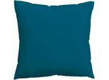 Kissenbezug SCHLAFGUT "Premium Kissenbezug Woven Satin (1 St)", blau (petrol deep), B:80cm L:80cm, Mako-Satin, Obermaterial: 100% Baumwolle, Kissenbezüge, Kissenbezug, Ton-in-Ton Reißverschluss, Fadendichte von 300tc, Uni, OEKO Tex