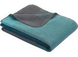 Wohndecke IBENA "Toronto", blau (türkis, grau), B:150cm L:200cm, Baumwolle, Kunstfaser, Wohndecken, Wohndecke, harmonischer Farbverlauf, Kuscheldecke