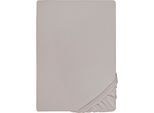 Spannbettlaken BIBERNA "Conny", grau (sturmgrau), 1 Stk., Jersey-Elasthan, 90-100x190-220 40cm, Jersey-Elasthan, Obermaterial: 95% Baumwolle, 5% Elasthan, Bettlaken, Spannbettlaken, hochwertiges Jersey-Elasthan geeignet für Wasser- und Boxspringbetten