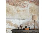 Fototapete LIVING WALLS "Fototapete Steinoptik", beige (beige grau braun), B:1,59m H:0,01m L:2,8m, Vinyl, Vlies, Tapeten, Steinwand Betonwand Stein-Tapete Loft Industrial Tapeten Wohnzimmer