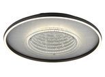 GLOBO LIGHTING Deckenleuchte "MIRRORA", schwarz matt, 1, Ø 51,5cm H: 6,8cm, 1 Stk., Leuchten, Schwarze Aluminium-Deckenleuchte mit 3D-Glas und Kristallen, Deckenleuchte