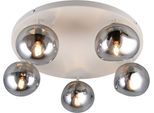 S.OLIVER Deckenleuchte "ANJELLA, Deckenlampe exkl. E14, in warm grey (beige) + smoke Glas", silber (greige rauchglas), 5, Ø 14,5cm H: 20cm, 1 Stk., Leuchten, mit mundgeblasenen Glasschirmen in rauchgrau, max 10W, Deckenleuchte