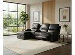 Ecksofa OTTO HOME "NAPORI Lederoptik, Multimediasofa, 3er Kinosessel XXL, L-Form", schwarz, B:240cm H:102cm T:155cm, Polyester 40% / Polyurethane 60%, Sofas, Ecksofa, Kinosofa, manuelle o. elektr. Relaxfunktion, Staufach, Getränkehalter