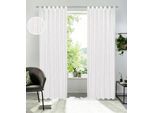 Gardine OTTO HOME "Marric" Gr. 3, weiß (taupe), B:135cm H:225cm, Polyester, Gardinen, Gardine, halbtransparent, Leinenoptik mit Streifen, Schlaufenaufhängung
