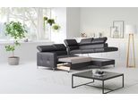 Ecksofa COTTA "Sammy L-Form", schwarz, B:239cm H:74cm T:207cm, Microfaser Primabelle (100% Polyester);Die Rückseite und die Liegefläche der Bettfunktion in NaturLEDER ist mit schwarzem Spannstoff bezogen, Sofas, Ecksofa, mit Kopfteilverstellung, wahlweise mit Schlaffunktion & Bettkasten