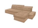 Ecksofa, braun (macchiato), B:280cm H:84cm T:183cm, Primabelle, unsere bewährte Microfaser aus 100% Polyester;Softlux-Kunstleder im Korpus, Sitz und Rücken in Strukturstoff (80% Polyester, 20% Polyamid);Struktur (80% Polyester, 20% Polyamid);Luxus-Kunstleder im Korpus und Softstruktur aus 80% Polyester und 20% Polyamid in Sitz und Rücken, Sofas, Ecksofa, inklusive Kopfteilverstellung, wahlweise mi
