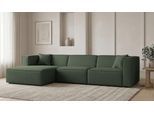 Ecksofa OTTO HOME "Tammie", grün (khaki), B:312cm H:73cm T:154cm, 100% Polyester, Sofas, Ecksofa, Breite 312 cm, Webstoff fein, bodentief, mit Wellenunterfederung