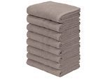 Handtuch Set OTTO HOME "Inga, 8 tlg. Handtuch-Set 50x100cm", beige (taupe), B:50cm L:100cm, Walkfrottee, Walkfrottee, Handtücher, Handtuch Set, Handtücher mit feiner Bordüre, 100% Baumwolle, einfarbig, weich, Topseller