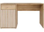 Schreibtisch FORTE "Soft Close und Vollauszug, viel Stauraum, in 2 Farben erhältlich", braun (mauvella eiche, kashmir beige, mauvella eiche, mauvella eiche), B:130cm H:76cm T:60cm, Tische, Schreibtisch, B/H/T 130/76/60 cm/Schubkasten mit Vollauszug