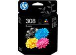 HP Tintenpatrone "308 2er-Pack", bunt (schwarz, cyan, magenta, gelb), Tintenpatronen, Tintenpatrone