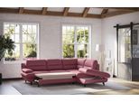 Ecksofa COTTA "Pike L-Form, B: 266 cm", rosa (rot), Sofas, B/H/T: 266cm x 90cm x 217cm, Leder PAMPAS, Ottomane rechts, Mit Bettfunktion & Bettkasten, GEDECKTES RINDSLEDER, Ecksofa, optional Schlaffunktion & Bettkasten, B:266cm H:90cm T:217cm
