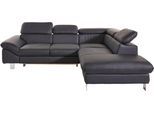 Ecksofa COTTA "Driver L-Form, B: 265 cm, moderne Couch mit Wellenunterfederung, Leder", schwarz, Sofas, B/H/T: 268cm x 73cm x 214cm, Leder PAMPAS, Ottomane rechts,mit Kopfteilverstellung,mit Bettfunktion und Bettkasten, Kunstleder SOFTLUX;LEDER BEEFY (ein abgedecktes Spalt-Rindsleder) im Sitz und Rücken (Korpus in Kunstleder);Luxus-Kunstleder;Leder Pampas (echtes Rindsleder) im Sitz und Rücken (Rü