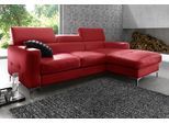 Ecksofa COTTA "Sammy L-Form", rot, Sofas, B/H/T: 226cm x 92cm x 105cm, Leder PAMPAS, Recamiere rechts, ohne Bettfunktion,mit Kopfteilverstellung, Microfaser PRIMABELLE (100% Polyester);NaturLEDER in Sitz und Rücken/Kunstleder im Korpus;NaturLEDER (echtes Rindsleder), Rückseite mit Spannstoff bezogen, Ecksofa, mit Kopfteilverstellung, wahlweise mit Schlaffunktion, B:226cm H:92cm T:105cm