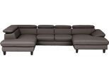Wohnlandschaft HOME AFFAIRE "Pilot U-Form", braun (cacao), Sofas, Kinder, B/H/T: 331cm x 108cm, Leder PAMPAS, Ottomane links Recamiere rechts,mit Kopfteilverstellung,mit Bettfunktion,mit Bettkasten, Wohnlandschaft, mit Kopfteilverstellung, wahlweise mit Schlaffunktion & Bettkasten, B:331cm T:108cm