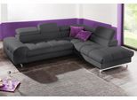 Ecksofa COTTA "Chef L-Form", schwarz, Sofas, B/H/T: 257cm x 72cm x 206cm, Leder PAMPAS, Ottomane rechts,mit Kopfteilverstellung,ohne Bettfunktion, Luxus-Microfaser (100% Polyester);Kunstleder Softlux;Leder Advantage (abgedecktes Spalt-Rindsleder), Rückseite mit schwarzem Spannstoff bezogen;NaturLEDER (echtes Rindsleder), Rückseite mit schwarzem Spannstoff bezogen, Ecksofa, mit Kopfteilverstellung,