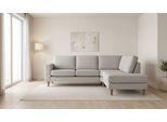 Ecksofa OTTO HOME "Tvinno", beige (sand), B:230cm H:87cm T:218cm, 100% polyester, Sofas, Ecksofa, im skandinavischen Stil, L-Form, mit Massivholzfüßen, Breite 230 cm