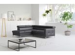 Ecksofa COTTA "Sammy L-Form", schwarz, Sofas, B/H/T: 239cm x 74cm x 207cm, Leder PAMPAS, Ottomane links, ohne Bettfunktion,mit Kopfteilverstellung, Microfaser Primabelle (100% Polyester);Die Rückseite und die Liegefläche der Bettfunktion in NaturLEDER ist mit schwarzem Spannstoff bezogen, Ecksofa, mit Kopfteilverstellung, wahlweise mit Schlaffunktion & Bettkasten, B:239cm H:74cm T:207cm