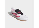 Fußballschuh ADIDAS PERFORMANCE "PREDATOR CLUB SALA KIDS, UMSCHLAGBARE ZUNGE", Mädchen, Gr. 38, cloud weiß, solar turbo, core schwarz, Synthetik, Schuhe Fußballschuh, für Hallenboden, für Jugendliche & Kinder