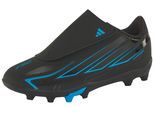 Fußballschuh ADIDAS PERFORMANCE "F50 HYPERFAST CLUB KIDS, NATURRASEN/GEMISCHTE BÖDEN, KLETTVERSCHLUSS", Mädchen, Gr. 29, schwarz (core schwarz, core schwarz, lucid ray blau), Synthetik, Schuhe Fußballschuh, für viele verschiedene Böden geeignet, für Jugendliche & Kinder