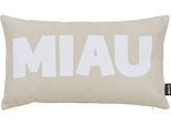 Dekokissen DONE. "MIAU", beige (beige, weiß, schriftzug), B:40cm L:60cm, Polyester, Dekokissen_Sitzkissen_Kissenhüllen, mit Schriftzug