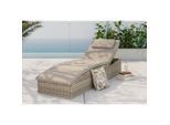 Ambia Garden Gartenliege, Beige, Metall, Textil, Kunststoff, Füllung: Polyester, 190x80x60 cm, Rückenlehne verstellbar, Gartenmöbel, Gartenliegen