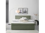 P & B Boxbett, Grün, Holz, Textil, Tanne, H3, 7-Zonen, Höhe ca. 20 cm, 160x200 cm, Schlafzimmer, Betten, Boxspringbetten