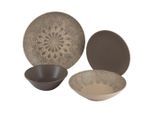 Novel Kombiservice, Graubraun, Keramik, 24-teilig, Mandala, 500 ml, Lfgb, lebensmittelecht, Essen & Trinken, Geschirr, Geschirr-Sets, Kombiservice