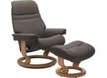 Fußhocker STRESSLESS "Sunrise", grau (metal grau paloma), B:57cm H:39cm T:40cm, Leder BATICK: BATICK ist ein leicht korrigiertes, durchgefärbtes und genarbtes Möbelleder, bei dem die meisten Unebenheiten und Spuren in der Regel entfernt wurden.;Leder PALOMA: PALOMA ist ein durchgefärbtes Semianilin-Möbelleder mit natürlicher Narbung.;ROHLEDER Stoff Q2 FARON: Ein fester zuverlässiger Bouclé mit ein