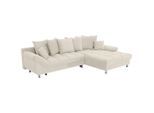 Livetastic , Creme , Textil , Füllung: Schaumstoffflocken,Schaumstoffflocken , Ottomane rechts, L-Form , 312x198 cm , Made in EU , Liegefunktion, Schlafen auf Sitzhöhe ,