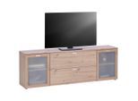 Möbelix , Eiche Artisan , Glas, Holzwerkstoff , 2 Schublade(n) Schubladen , 180x62x37 cm ,