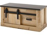 Sitzbank HOME AFFAIRE "Sherwood, Schuhbank, Garderobenbank im Industrial-Style", braun (old style hell dekor), B:93cm H:46cm T:43cm, FSC-zertifizierter Holzwerkstoff, Sitzbänke, Sitzbank, mit Scheunentorbeschlag & Apothekergriffen, in 2 Farben erhältlich