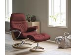 Relaxsessel STRESSLESS "Sunrise", rot (cherry paloma), B:83cm H:105cm T:74cm, Leder BATICK: BATICK ist ein leicht korrigiertes, durchgefärbtes und genarbtes Möbelleder, bei dem die meisten Unebenheiten und Spuren in der Regel entfernt wurden.;Leder PALOMA: PALOMA ist ein durchgefärbtes Semianilin-Möbelleder mit natürlicher Narbung.;ROHLEDER Stoff Q2 FARON: Ein fester zuverlässiger Bouclé mit einem