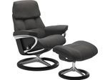 Relaxsessel STRESSLESS "Ruby", grau (rock paloma), B:76cm H:100cm T:75cm, Leder PALOMA: durchgefärbtes Semianilin-Möbelleder;Leder BATICK: durchgefärbtes und genarbtes Möbelleder, Sessel, Relaxsessel, mit Signature Base, Größe S, Gestell Eiche, Wenge, Braun & Schwarz