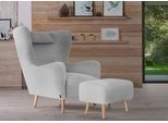 Sessel HOME AFFAIRE "Telford auch in Fellimitat, Sessel B/T/H: 77/92/106 cm", grau (hellgrau), B:77cm H:106cm T:92cm, Samtoptik (100% Polyester);Luxus-Microfaser Lederoptik (100% Polyester);Struktur fein (100% Polyester);Fellimitiat (100% Polyester), Sessel, Sessel, wahlweise mit und ohne Hocker, in vielen Bezugsqualitäten, Ohrensessel