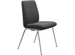 Polsterstuhl STRESSLESS "Laurel", grau (rock paloma, chrom glänzend), B:57cm H:92cm T:59cm, Leder PALOMA: PALOMA ist ein durchgefärbtes Semianilin-Möbelleder mit natürlicher Narbung., Stühle, Polsterstuhl, Low Back, Größe L, mit Beinen aus Stahl in Chrom glänzend