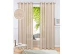 Gardine OTTO HOME "Kyllo, 2er-Set, Ösen, halbtransparent, Leinen-Look", beige (sand), B:140cm H:225cm, Polyester, Polyester, Gardinen, Gardine, Leinen-Look, halbtransparent, Ösen- Aufhängung, Pflegeleicht