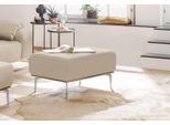 Polsterhocker W.SCHILLIG "run", beige (elfenbein z73), B:75cm H:46cm T:60cm, Longlife Xtra-Leder Z73: Naturwalkleder der Luxusklasse aus den erlesensten Rohhäuten. Hautstärke 1, 1 – 1, 3 mm;ROHLEDER Chenille-Flachgewebe Q2 W77 (68% Polyacryl, 32% Polyester);Stoff S37 (100% Polyester), Hocker, Polsterhocker, mit elegantem Holzsockel, Füße in Chrom glänzend, Breite 75 cm