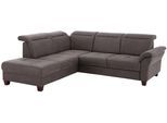 Ecksofa OTTO HOME "Solvei L-Form", grau (anthrazit), B:260cm H:104cm T:235cm, Luxus-Microfaser Lederoptik (100% Polyester);Struktur (100% Polyester);Luxus-Microfaser ALTARA NUBUCK (100% Polyester), Sofas, Ecksofa, wahlweise auch mit Kopfteilverstellung und Schlaffunktion, Federkern