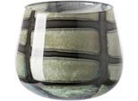 Tischvase FINK "MARLY", grün (hellgrün, schwarz), H:11cm Ø:13,5cm, Glas, Vasen, Tischvase, Dekovase, Blumenvase, Windlicht, Vase aus Glas