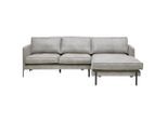 Livetastic , Hellgrau , Textil , Ottomane rechts, L-Form , 232x154 cm , Rücken echt, Armteil links ,