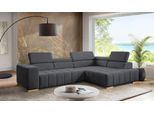 Ecksofa EXXPO - SOFA FASHION "Elianos, hoher Sitzkomfort, aufwendige Kreuzsteppung im Sitz, L-Form", grau (graphite), B:307cm H:73cm T:201cm, Sofas, Ecksofa, Kopfteile & Sitztiefe verstellbar, ohne Bettfunktion