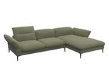 Ecksofa FLEXLUX "Salino, Funktionssofa mit Recamiere, Relaxsofa, Ecksofa", grün (moss), B:307cm H:88cm T:182cm, 100% Polyester, Sofas, Ecksofa, Sofa mit Arm- und Kopfteil-Verstellungen, Kaltschaum & Stahl-Wellen